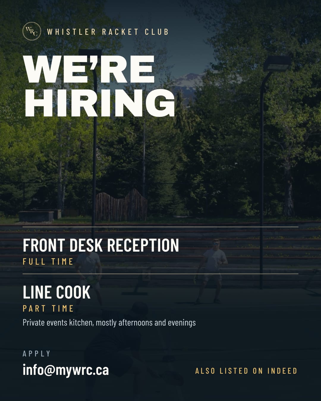 Hiring card, style B: Full bleed courts