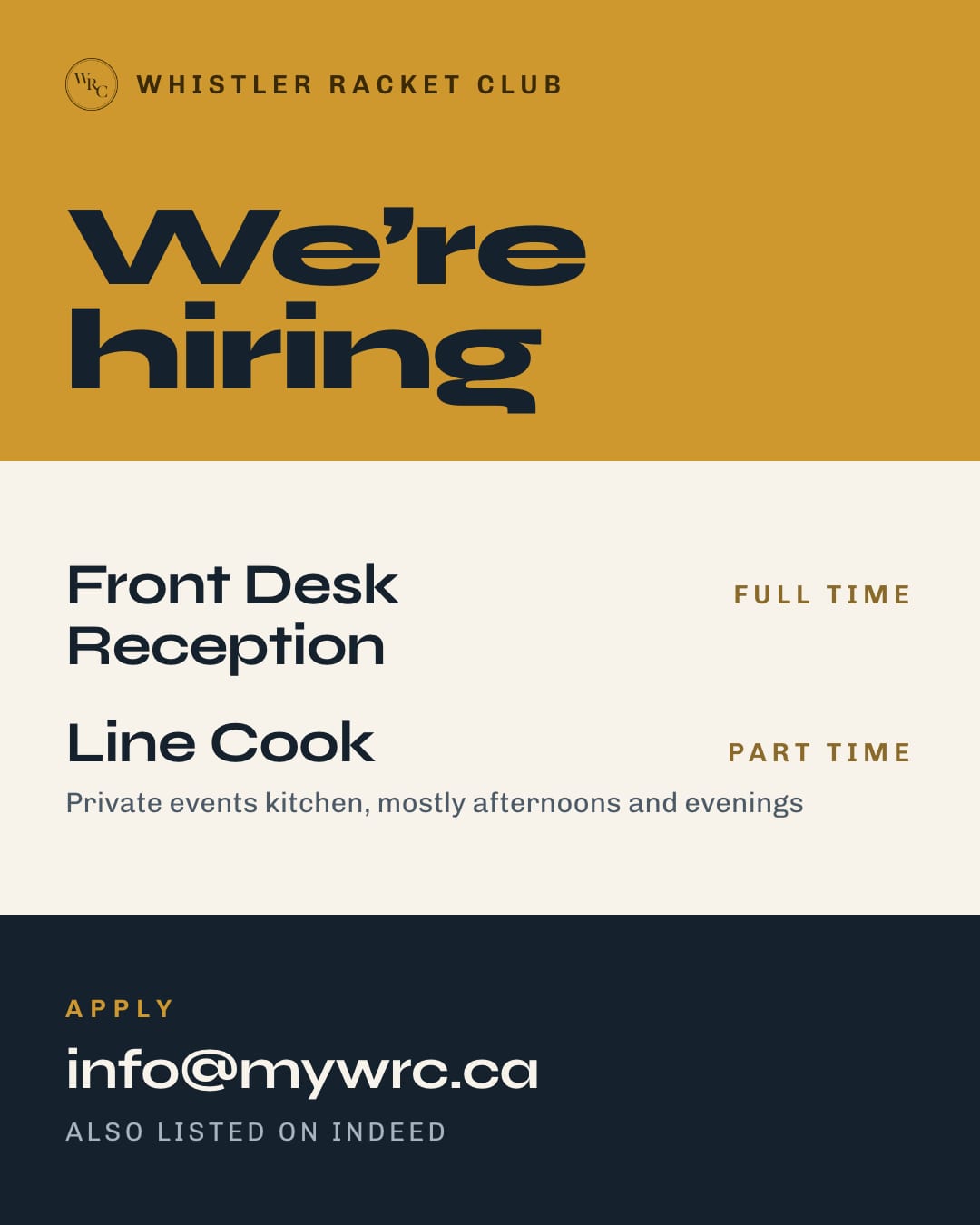Hiring card, style C: Colour block