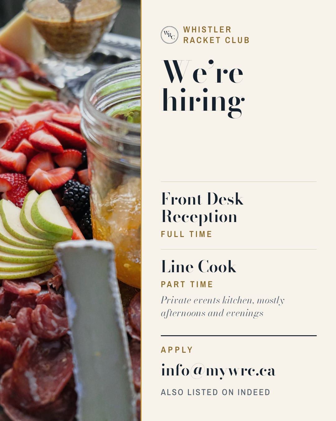 Hiring card, style D: Split panel