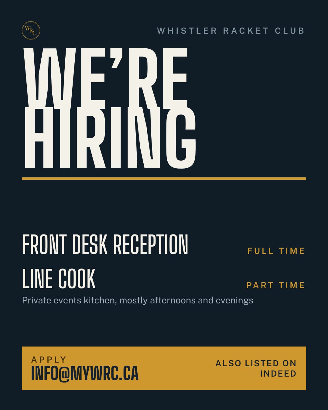 Hiring card, style E: Tall condensed