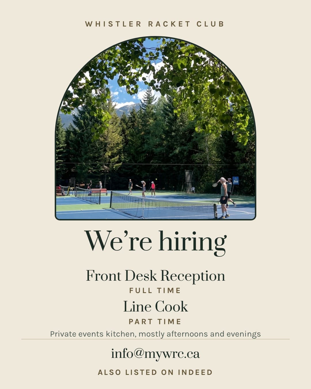 Hiring card, style F: Arched window