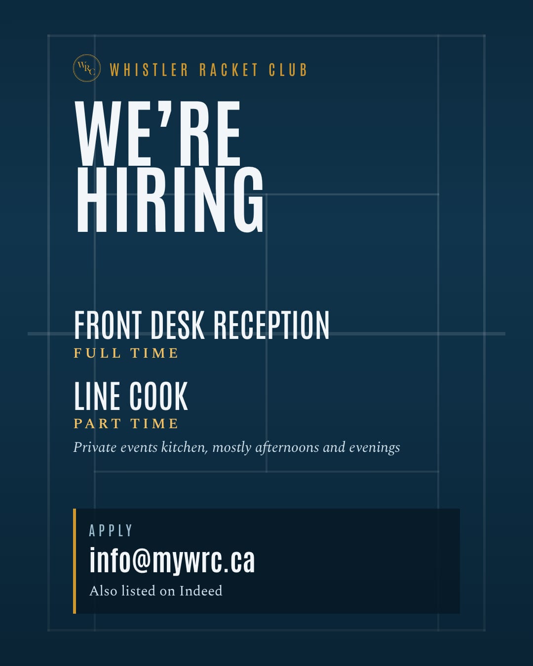 Hiring card, style G: Court lines